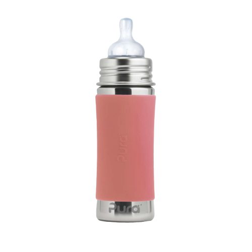 Biberon évolutif en inox Rose 325ml Pura