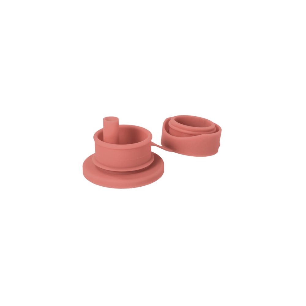 Bouchon en silicone rose avec paille pour gourde Pura